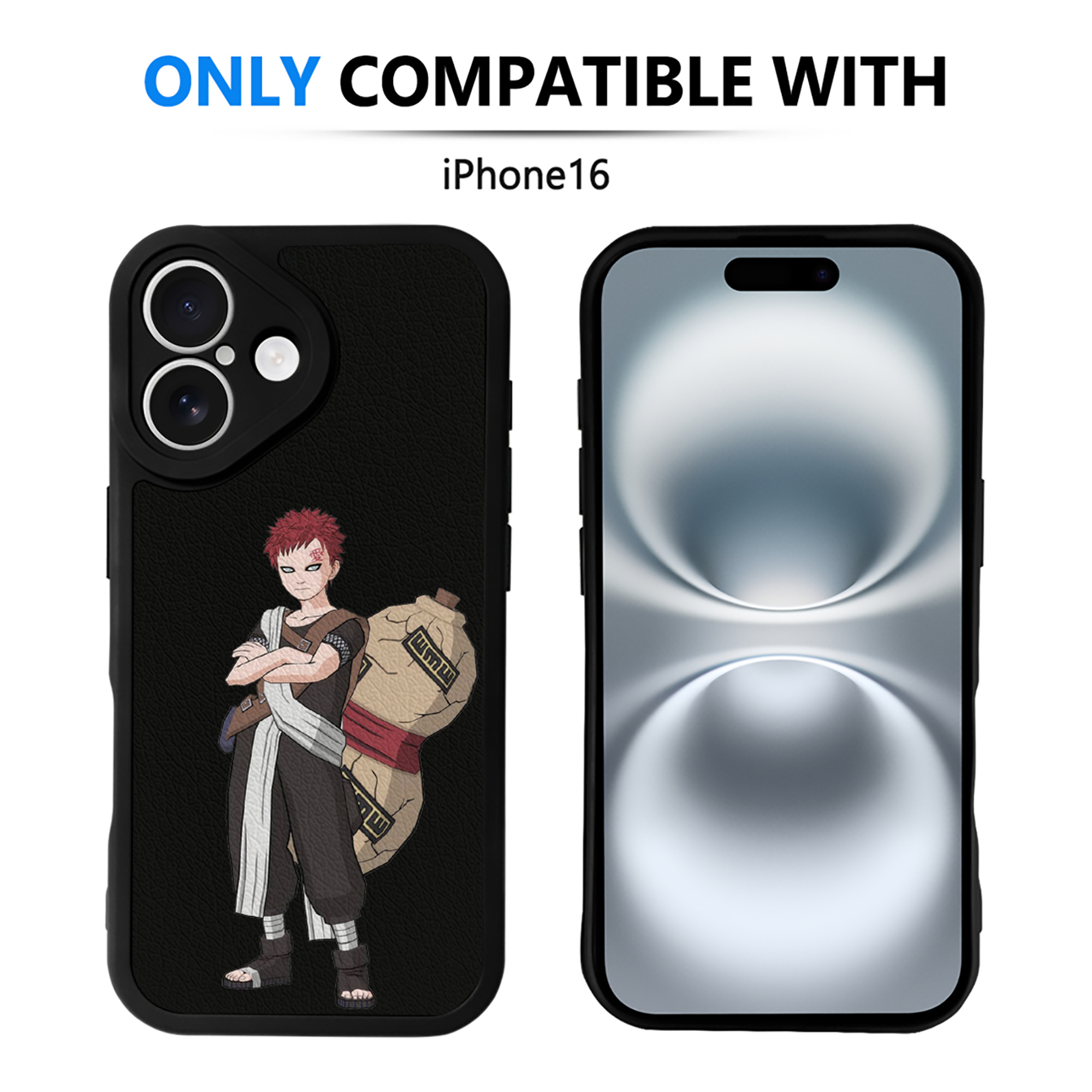 （画像用） NARUTO -ナルト- ガアラ Gaara 【iPhone 16シリーズ対応】シリコンスマホケース（レザー調） 材質：シリコン